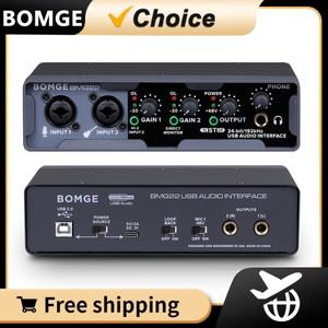 PC 녹음 스트리밍을 위한 XLR 팬텀 전원 직접 모니터링 루프백을 갖춘 BOMGE USB 오디오 인터페이스(24비트