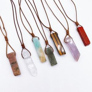 힐링소품,천연 원석천연 크리스탈 스톤 슬라이스 펜던트 목걸이 Reiki 치유 정 석영 청금석 보석 남성과 여