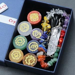 힐링소품,천연 원석천연석  7 차크라 치유 돌  석영 팔찌 세트 공예 장식 홈 조화 및 에 적합