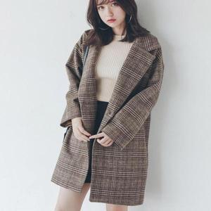 [셀러허브]여성 체크 스타일모직 자켓 하프기장 루즈핏 간절기 아우터 (S31592172)