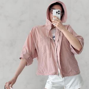 [다잇템] 여성 드로우코드 후디 빅사이즈 윈드브레이커 5부소매 점퍼
