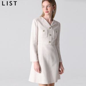 [리스트(LIST)] 품격있는 칼라리스 라펠 트위드 원피스 (택가격: 408000원)