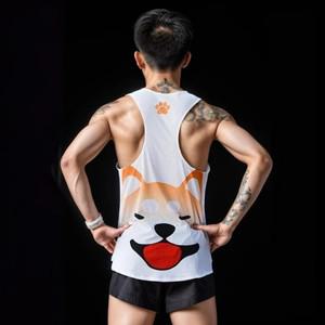 새로운 스포티 한 프린트 탱크 탑 남성용 개 낙서 재미 있은 민소매 빠른 건조 농구 훈련 착용 통기성