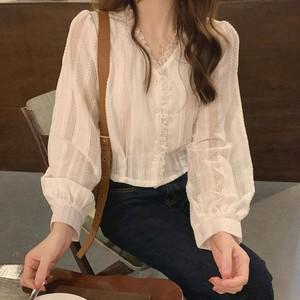 [오노마] ONM 브이넥 펀칭 레이스 여성 긴팔 봄 가을 예쁜 블라우스  11100715)
