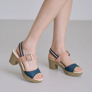 에스유니 여성용 발편한 통굽 베이직 가보시 스트랩 샌들힐 구두 7.5cm