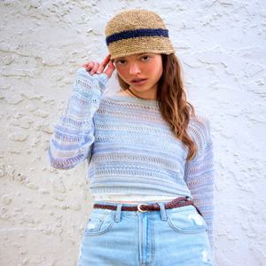 후아유 Two tone Mesh Sweater / WHKAF2791F