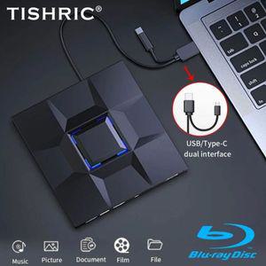외장ODD TISHRIC 외장형 CD DVD 리더 플레이어 버너 녹음기 ROM 블루레이 디스크 드 PC 노트북용 USB30