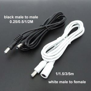 22awg 3A DC 수-수 암 전원 공급 장치 어댑터 흰색 검정색 케이블 플러그 5 5x2 1mm 커넥터 와이어 12V 연장 코드