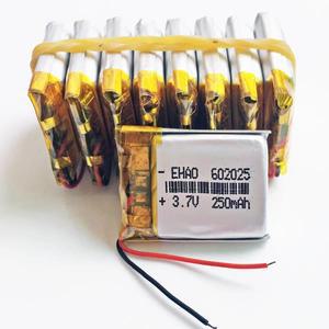 10개 3.7V 250mAh 리튬 폴리머 Li-po 충전지 602025 MP3 GPS 블루투스 헤드셋 카메라용 스마트 워치 LED 램