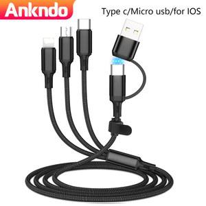 ANKNDO 3 In 1 고속 충전 코드 USB 유형 C 충전기 케이블 2m 멀티 포트 다중