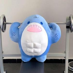 [XBHHL94O]근육 상어 헬창 헬스 인형 쿠션 대형 몸짱