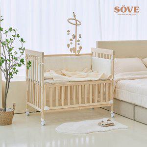 [SOVE]소브 이동식 원목아기침대(가드+매트리스+범퍼쿠션)