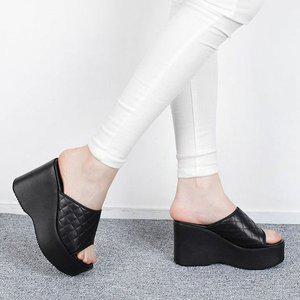 [기타]누비 상굽 통굽슬리퍼 여성키높이슬리퍼 9.5cm 사무실