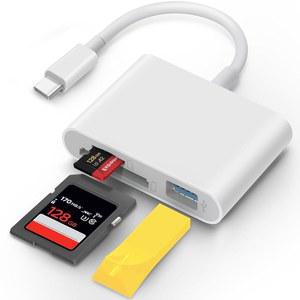 iPhone 15 iPad Mac 3용 무주의돌러 USB C SD 카드 리더 1개 USB-C 메모리 트레일 카메라 카드 어댑터, 듀얼 슬롯 및 Mac MacBook Pro용 USB 포트 포함 /Air /Mini Android 노트북 더 많은 USBC 타이펙 장치