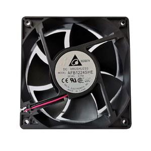 델타 120mm 높이 CFM 팬 AFB1224SHE 24V DC 3핀 2와이어 PC 컴퓨터 CPU 케이스 배기 머핀 팬(메탈 핑거 가드 그릴 포함) 3700RPM