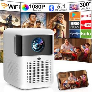 [일렉트릭 포커스] WiFi 블루투스 프로젝터, 볼루민 풀 HD 네이티브 1080P 휴대용 야외 영화 300인치 디스플레이 홈 비디오 iOS와 호환됨 /안드로이드 /TV Stick /HDMI /USB