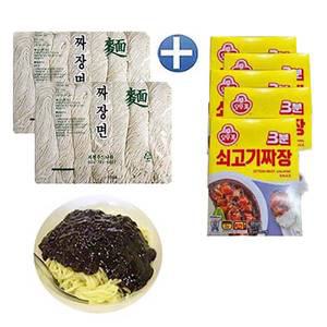 봉평 짜장면사리(14인분)+3분 쇠고기 짜장소스200gx5팩)묶음