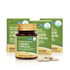 [애플트리김약사네] 그린엽산 400 비타민 B6,B12 500mg 3병