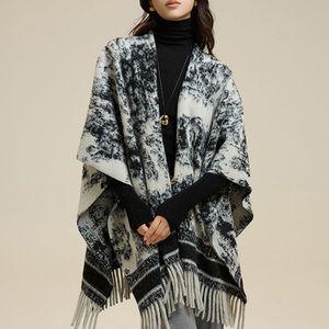 G126799_고급스런 물나염패턴의 망토 숄머플러 가디건