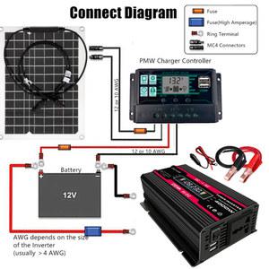 4000W 전력 인버터, 전지 패널, 60A 컨트롤러, 비상 태양광 발전기 시스템, 범용 충전기, 12V ~ 110 V, 220