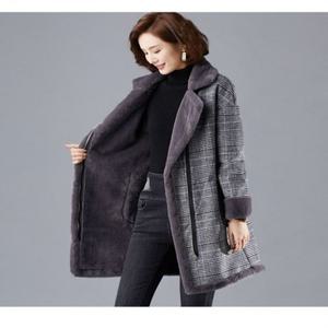 체크코트 W47150 체크 퍼안감 퍼자켓 모직코트