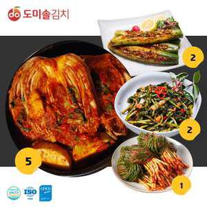 도미솔 김치 4종 총10kg(포기김치 5kg+오이통김치2kg+열무김치2kg+파김치 1kg)