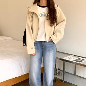 [다잇템] 여자 스트릿패션 바람막이 세미크롭 박시핏 후디 점퍼