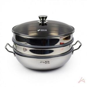 [MENPBUJ4_52BU]스팀 요리 찜통 가정용 33cm 3단해물찜냄비