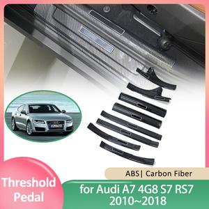 호환 차량 도어 씰 스커프 플레이트 아우디 A7 4G8 S7 RS7 2010 2011 2012 2013 2014 ABS 웰컴 페달 문턱