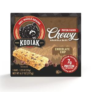 Kodiak Cakes Chewy 그래놀라 스낵 바, 초콜릿 칩, 고단백질, 100% 통곡물, 5개의 바가 있는 1박스
