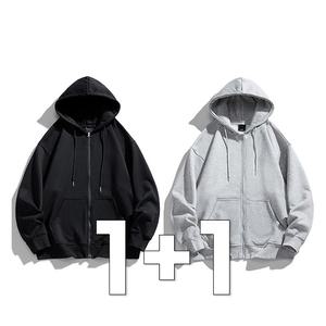 1+1 남녀공용 루즈핏 얇은 후드집업 오버핏 후드점퍼 후드티