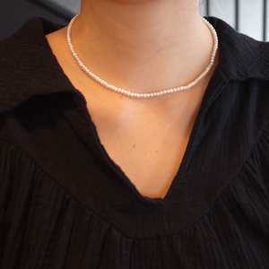 핸드메이드 리얼 양식 못난이 담수 진주 기본 목걸이 - 4mm