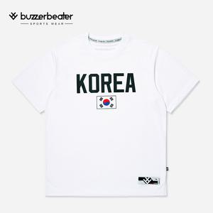 (버저비터)농구 티셔츠 화이트 KOREA FLAG 기능성 반팔티  농구복 국대반팔