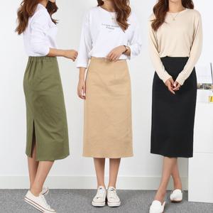 S-3XL H라인 뒷트임 모아 밴딩스커트 스판면 코튼 롱치마