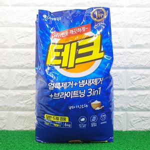 테크 가루세제 브라이트닝 얼룩 냄새제거 세탁세제 6kg