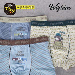 [기타]럭키도기 텐셀 남아드로즈 키즈팬티 초등학생 아동드로즈 사각팬티 3매입 KMDRF-208