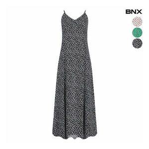 [BNX]여성 로즈 패턴 쉬폰 나시 롱 원피스