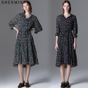 [쉬즈미스(SHESMISS)] 고급스러운 프린트 레이어 셔링 원피스 (택가격: 328000원)
