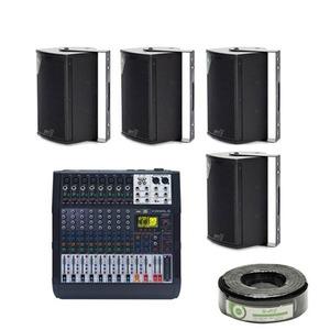 세트상품 BKT-1400 파워드믹서 WAVE 8인치 4개 USB 블루투스 8채널 1400W 매장 학교 관공서 앰프