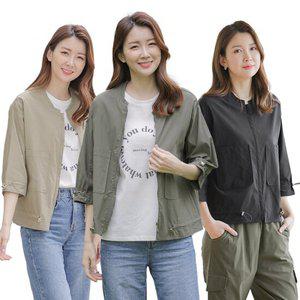 이브바바 여성 여름 인견 스판 8부 릴렉스 집업 자켓 중년 엄마옷