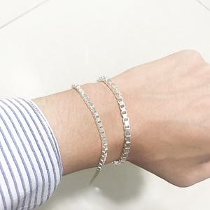 [차차실버] 박스체인 4mm 도톰한 순은팔찌 커플 생일 선물 아들 딸 베스트 인기 탁재훈팔찌 부모님 데일리
