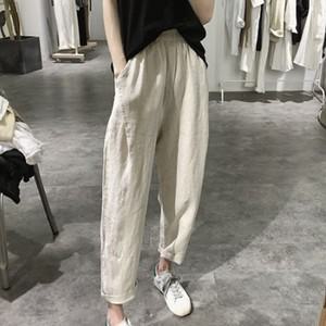 린넨팬츠 허리밴딩 편한바지 하이웨스트 레이온혼방 배기 팬츠 4컬러