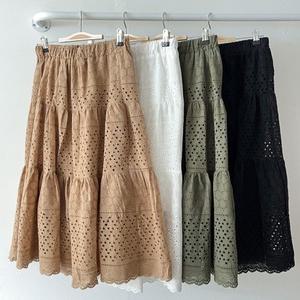여자 봄 여름 가을 밴딩 무지 펀칭 a라인 면 롱스커트 간절기 썸머 핏이 예쁜 시원한 코튼 플레어 편한 ...