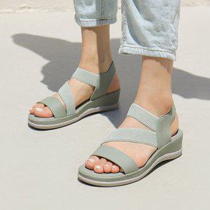 [바닐라슈] 아론즈 발등밴딩 쿠션 탄력 웨지힐샌들(4cm)
