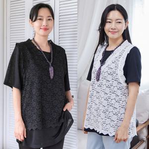 랏셀 레이스 스카레프 베스트 / 23SS83 / 봄, 여름 레이스 조끼 / 빅사이즈 / 엄마옷 / 실버다이아몬드