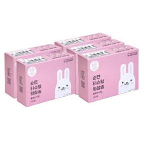 화이트래빗 티슈형 플레인타입 화장솜100매x5박스 100%천연순면 국내제조 닦토 DIY스킨팩 토너팩