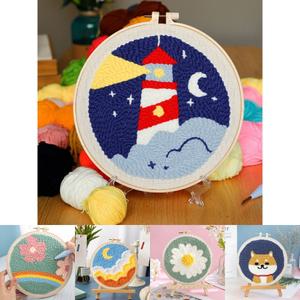 DIY 펀칭자수 패키지 등대/펀치/니들/십자수/세트/펀칭/러그/키트/바느질/자수/티코스터/만들기/패키지