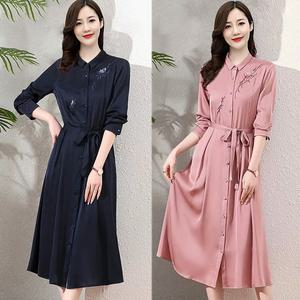 [헬리꽁땡] 실키 자수 셔츠원피스(색상선택)