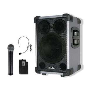 [DELTA]120W 이동식 앰프 스피커 DK-7700/USB,SD카드/녹음기능/충전식/AUX(외부입력)/2채널 무선마이크,리모컨 포함