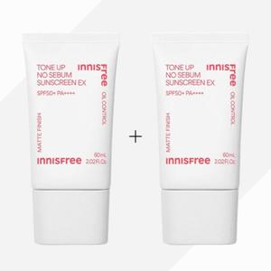 이니스프리 EX SPF 50+ PA++++ 톤업 노세범 선스크린 60ml 2개
